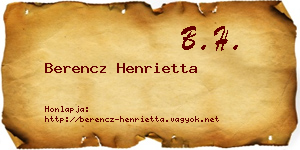 Berencz Henrietta névjegykártya